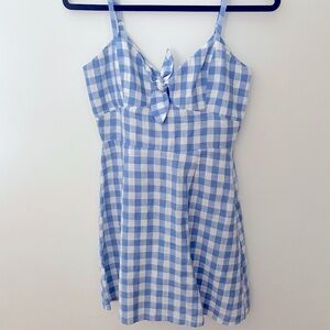 Reformation gingham linen mini dress